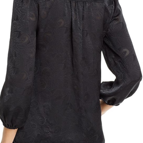 Joie Empriss Paisley Jacquard Satin Blouse In Caviar - Picture 3 of 6